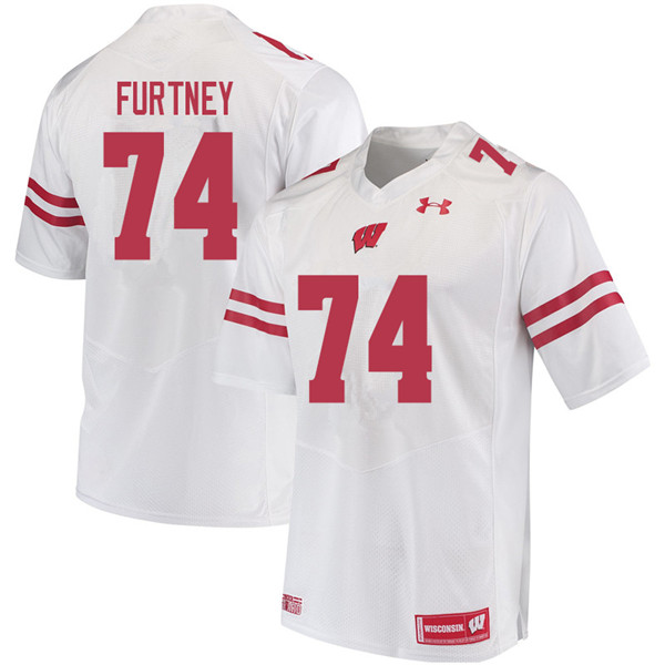 Men #74 Michael Furtney Wisconsin Badgers College Football Jerseys Sale-White - Click Image to Close
